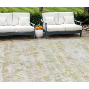 Photo of Gold Beige And Tan Striped Washable Indoor Outdoor Area Rug