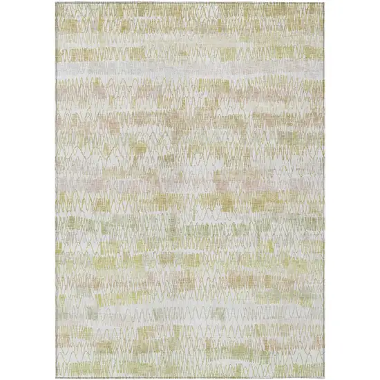 Gold Beige And Tan Striped Washable Indoor Outdoor Area Rug Photo 2