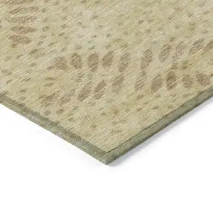 Photo of Gold Beige And Taupe Floral Washable Indoor Outdoor Area Rug