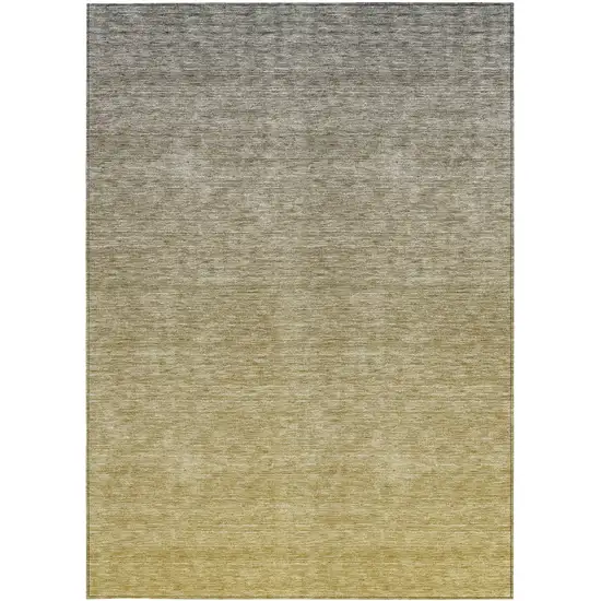 Gold Beige And Taupe Ombre Washable Indoor Outdoor Area Rug Photo 6