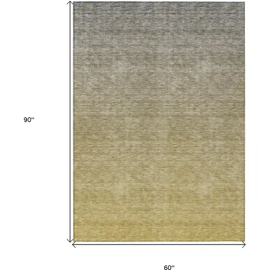 Gold Beige And Taupe Ombre Washable Indoor Outdoor Area Rug Photo 3