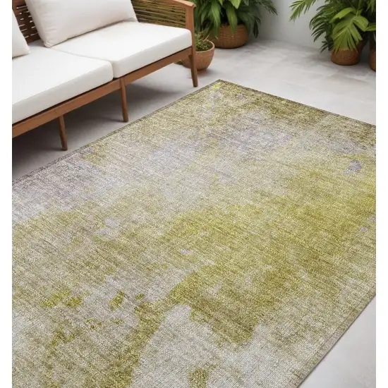 Gold Beige and Purple Abstract Washable Non Skid Indoor Outdoor Area Rug Photo 1