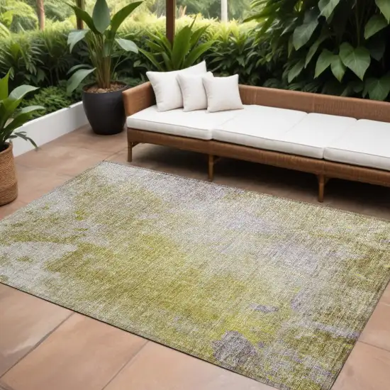 Gold Beige and Purple Abstract Washable Non Skid Indoor Outdoor Area Rug Photo 1