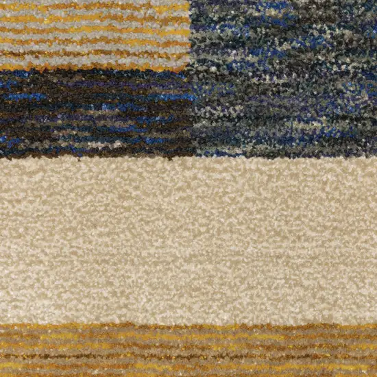 Blue and Beige Geometric Power Loom Area Rug Photo 4