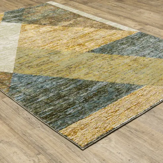 Gold Blue Green Rust Beige Purple And Teal Geometric Power Loom Stain Resistant Area Rug Photo 5