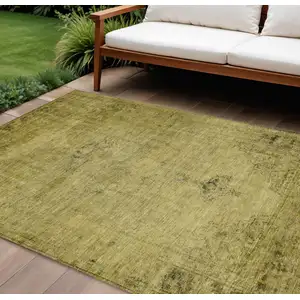 Photo of Gold Brown And Wheat Oriental Washable Indoor Outdoor Area Rug