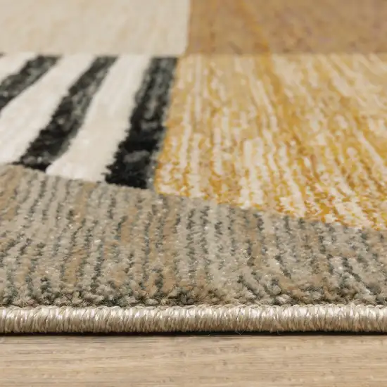 Gold Brown Blue Charcoal Rust And Beige Geometric Power Loom Stain Resistant Area Rug Photo 3