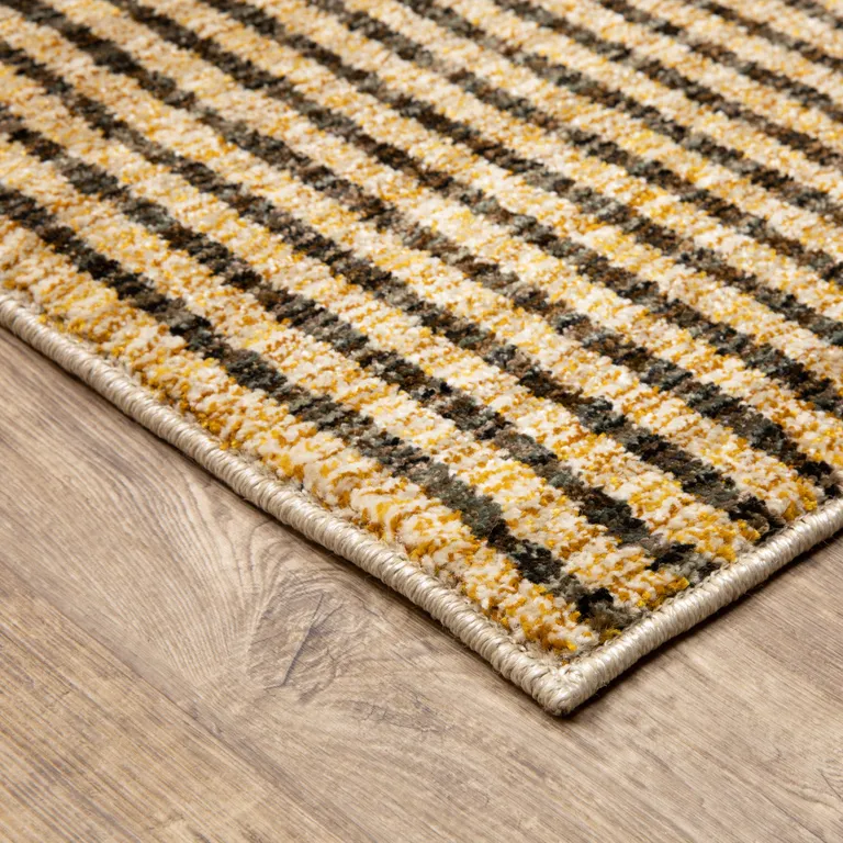 Gold Brown Blue Charcoal Rust And Beige Geometric Power Loom Stain Resistant Runner Rug Photo 5