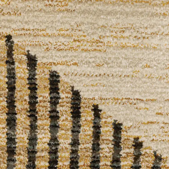 Gold Brown Blue Charcoal Rust And Beige Geometric Power Loom Stain Resistant Runner Rug Photo 3