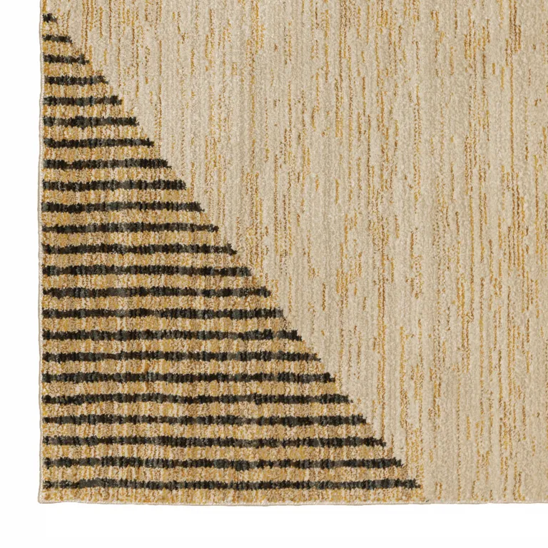 Gold Brown Blue Charcoal Rust And Beige Geometric Power Loom Stain Resistant Runner Rug Photo 1