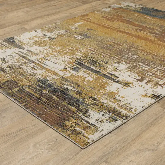 Gold Brown Rust Grey Blue And Beige Abstract Power Loom Stain Resistant Area Rug Photo 6