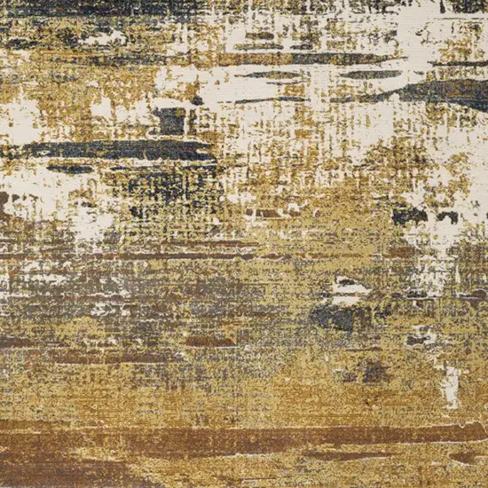 6' X 9' Gold Brown Rust Grey Blue And Beige Abstract Power Loom Stain Resistant Area Rug Photo 4