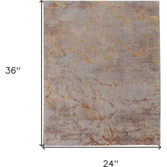 Gold Brown and Gray Abstract Power Loom Area Rug Photo 3