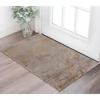 Photo of Gold Brown and Gray Abstract Power Loom Area Rug