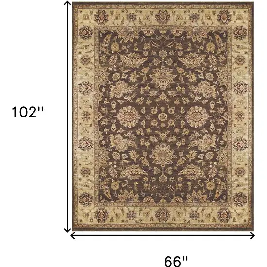 Gold Brown and Tan Wool Oriental Hand Knotted Area Rug Photo 3