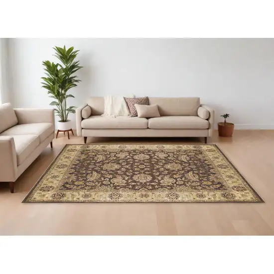 Gold Brown and Tan Wool Oriental Hand Knotted Area Rug Photo 1