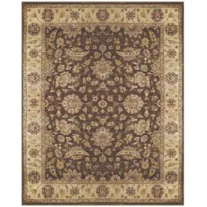 Photo of Gold Brown and Tan Wool Oriental Hand Knotted Area Rug