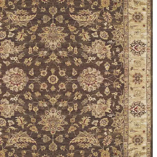 Gold Brown and Tan Wool Oriental Hand Knotted Area Rug Photo 7