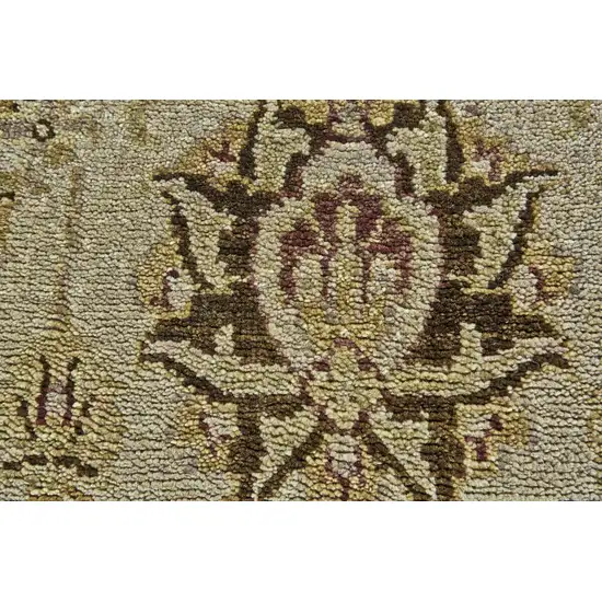 Gold Brown and Tan Wool Oriental Hand Knotted Area Rug Photo 8