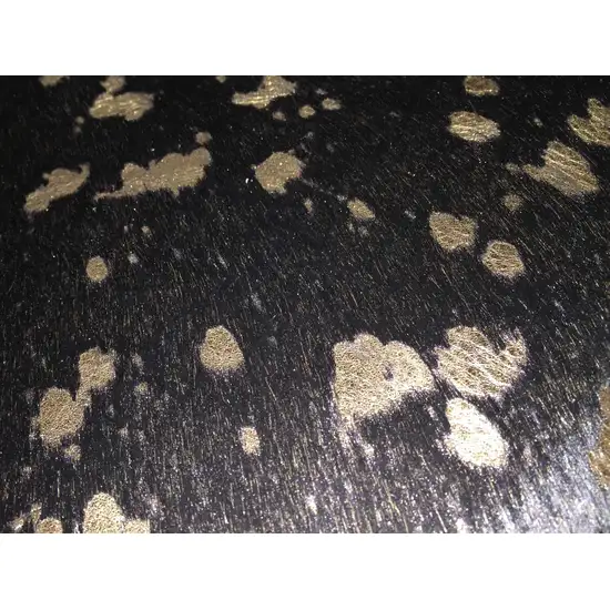 Gold Devore on Black Stenciled Cowhide Rug Photo 2