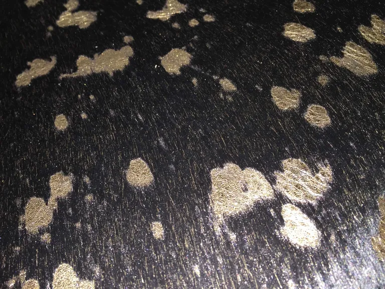 Gold Devore on Black Stenciled Cowhide Rug Photo 2