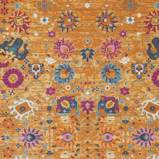 Gold Floral Power Loom Area Rug Photo 6