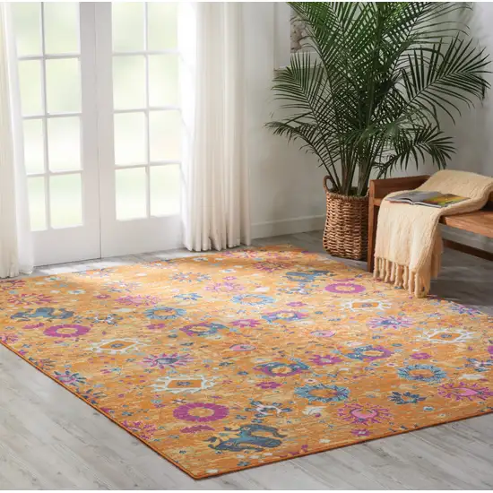 Gold Floral Power Loom Area Rug Photo 6