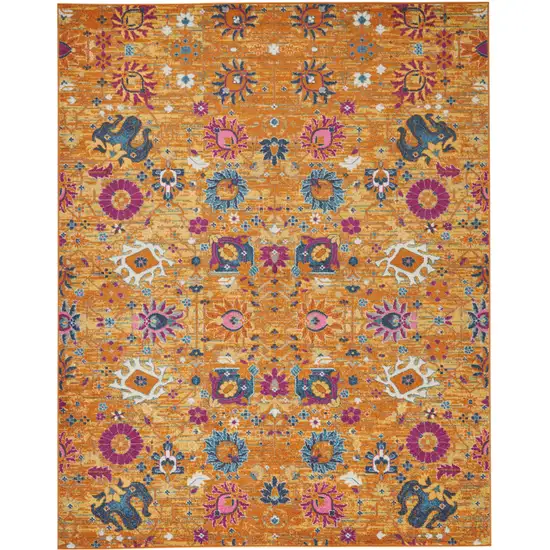 Gold Floral Power Loom Area Rug Photo 1