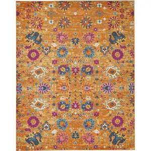 Photo of Gold Floral Power Loom Area Rug