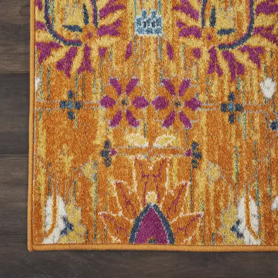 Gold Floral Power Loom Area Rug Photo 3