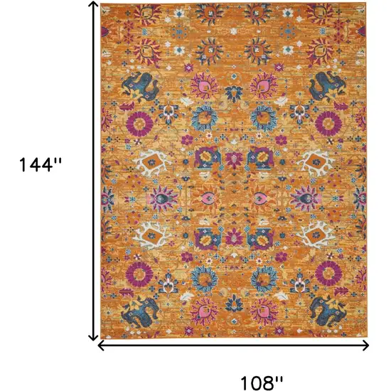 Gold Floral Power Loom Area Rug Photo 8