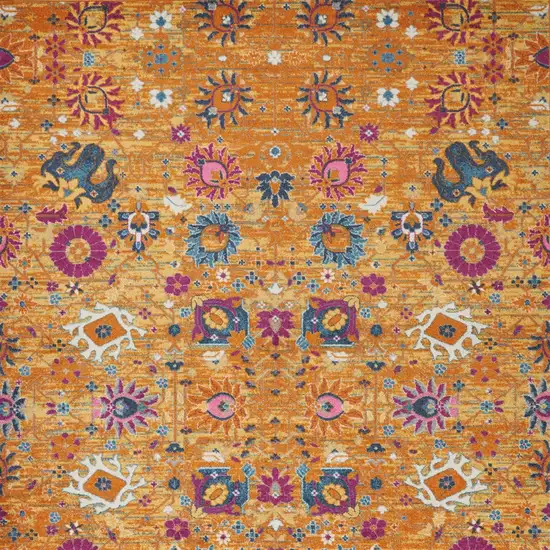 Gold Floral Power Loom Area Rug Photo 7