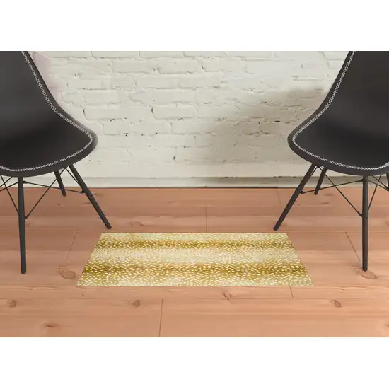 Gold Gazelle Print Shag Handmade Non Skid Area Rug Photo 2