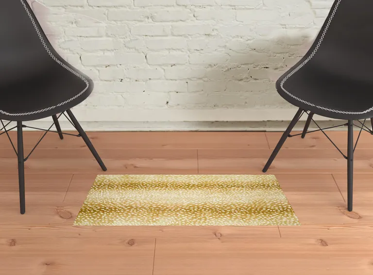 Gold Gazelle Print Shag Handmade Non Skid Area Rug Photo 2