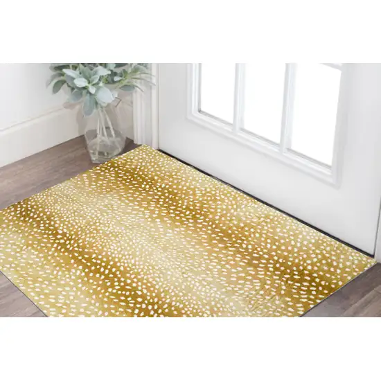 Gold Gazelle Print Shag Handmade Non Skid Area Rug Photo 1