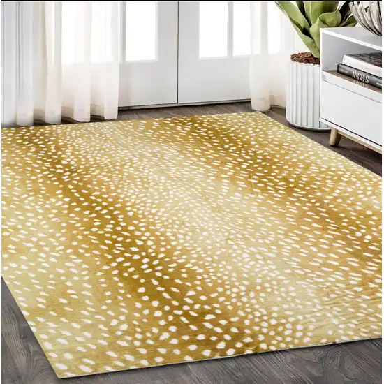 Gold Gazelle Print Shag Handmade Non Skid Area Rug Photo 1