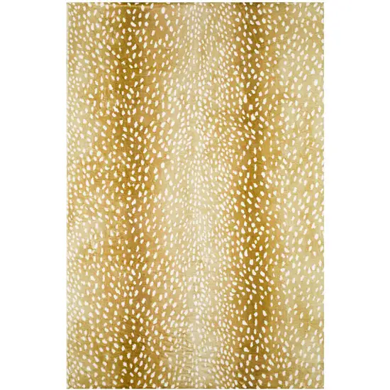 Gold Gazelle Print Shag Handmade Non Skid Area Rug Photo 5