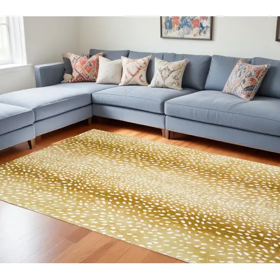 Gold Gazelle Print Shag Handmade Non Skid Area Rug Photo 1