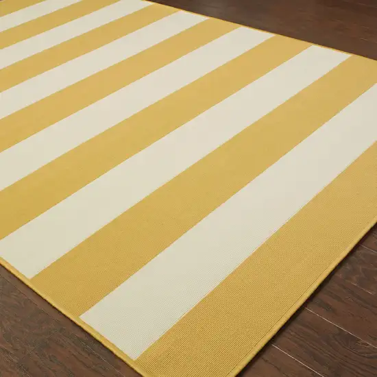 Gold Geometric Stain Resistant Indoor Outdoor Area Rug Photo 4