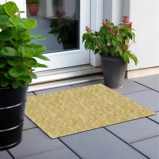 Gold Geometric Washable Non Skid Indoor Outdoor Area Rug Photo 8