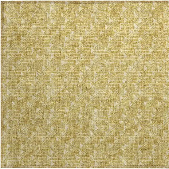 Gold Geometric Washable Non Skid Indoor Outdoor Area Rug Photo 7