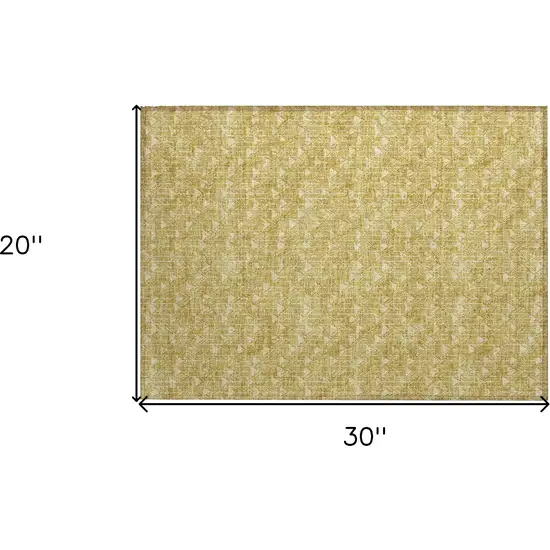 Gold Geometric Washable Non Skid Indoor Outdoor Area Rug Photo 3