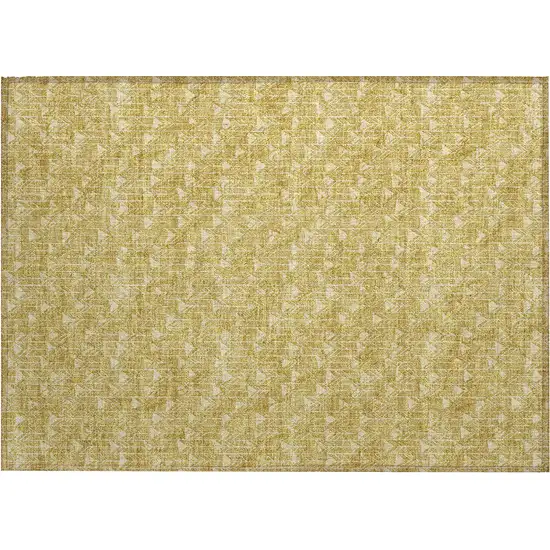 Gold Geometric Washable Non Skid Indoor Outdoor Area Rug Photo 2