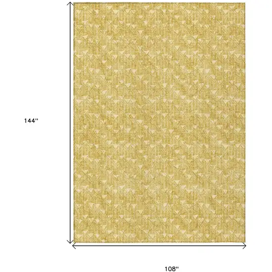 Gold Geometric Washable Non Skid Indoor Outdoor Area Rug Photo 3