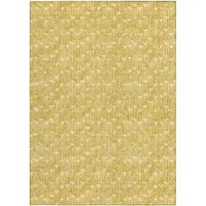 Photo of Gold Geometric Washable Non Skid Indoor Outdoor Area Rug