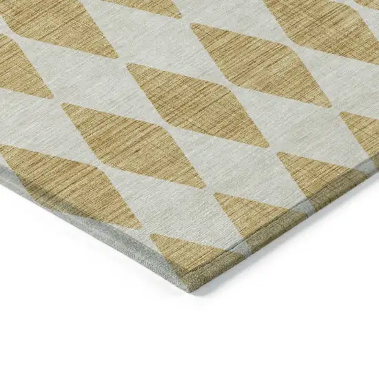 Gold Geometric Washable Indoor Outdoor Area Rug Photo 4