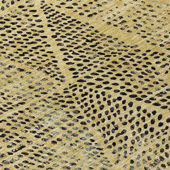 Gold Geometric Washable Non Skid Indoor Outdoor Area Rug Photo 9