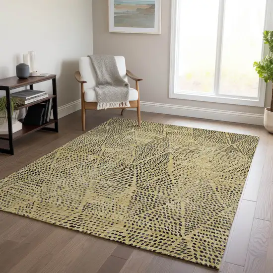 Gold Black And Charcoal Geometric Washable Indoor Outdoor Area Rug Photo 7