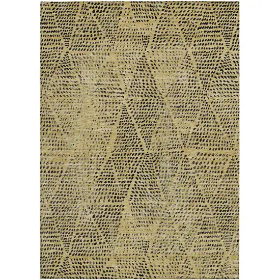 Gold Geometric Washable Non Skid Indoor Outdoor Area Rug Photo 5