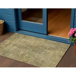 Photo of Gold Geometric Washable Non Skid Indoor Outdoor Area Rug